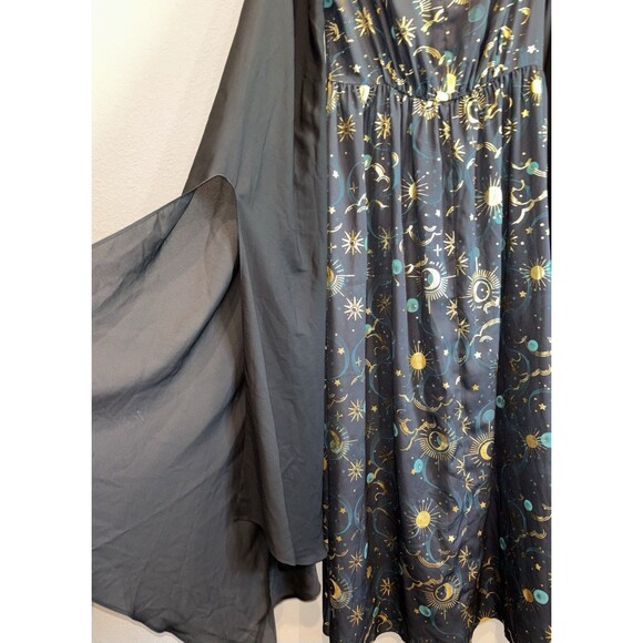 Unique Vintage Celestial Moon Stars Halloween Cosplay Maxi Dress Women’s M - Picture 3 of 6